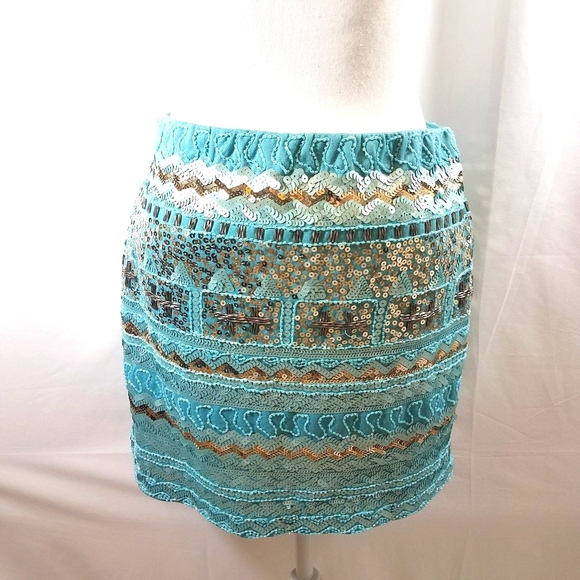 Venus Blue Sequin Mini M NWOT - Picture 1 of 14